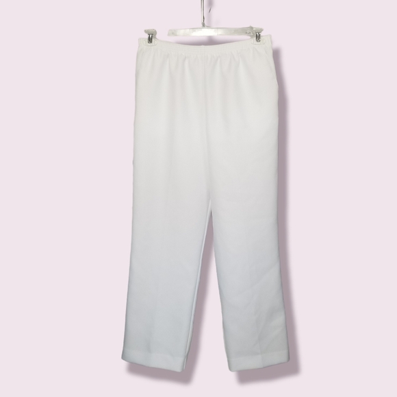 Alfred Dunner Pants - Alfred Dunner SZ 12 Pants Slacks Pull On Elastic Waist White Grandma Core Granny